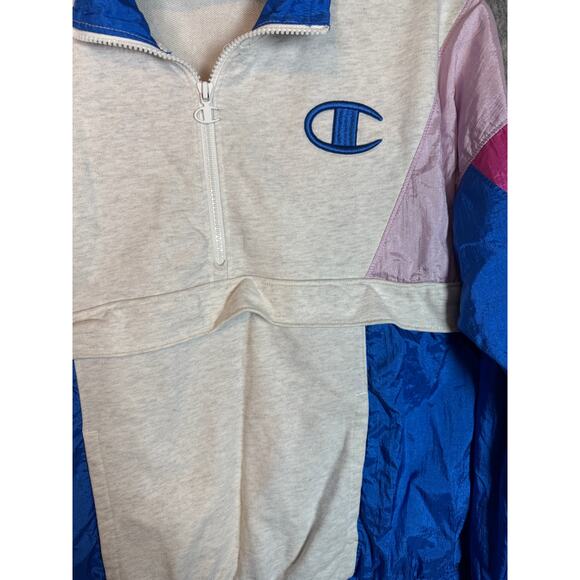 Champion Women’s Size Large Colorblock 1/2 Zip Windbreaker Anorak Jacket Retro - Picture 2 of 9